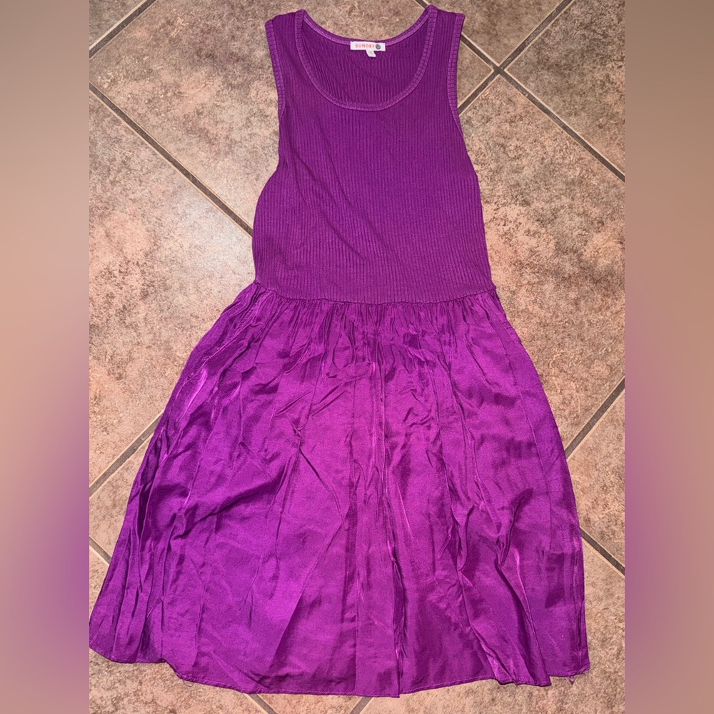 SUNDRY mixed media tank dress purple size 1 small anthro